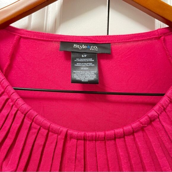 Style & Co. Pleated Flutter Sleeve Blouse Pink - S - Picture 8 of 11